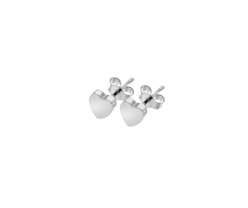 9 Carat White Gold Flat Heart Stud Earrings
