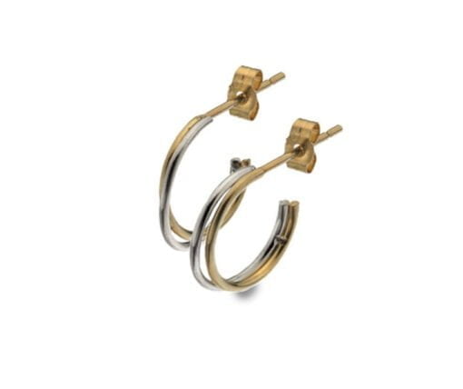 Curteis Collection 9 Carat Yellow and White Gold Double Hoop Earrings