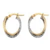 Curteis 9 Carat Yellow and White Gold Small Oval Crossover Hoop Earrings