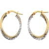 Curteis 9 Carat Yellow and White Gold Medium Oval Crossover Hoop Earrings