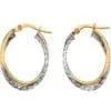 Curteis 9 Carat Yellow and White Gold Medium Oval Crossover Hoop Earrings