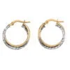 Curteis 9 Carat Yellow and White Gold Small Round Crossover Hoop Earrings