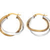 Curteis 9 Carat Yellow and White Gold Large Round Rope Crossover Hoop Earrings