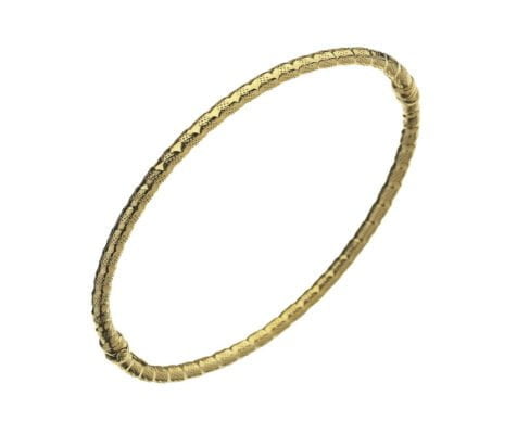 Curteis 9 Carat Yellow Gold Patterned Hollow Hinged Bangle