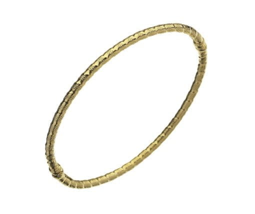 Curteis 9 Carat Yellow Gold Patterned Hollow Hinged Bangle