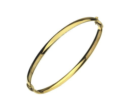 Curteis 9 Carat Yellow Gold Plain Hollow Hinged Bangle
