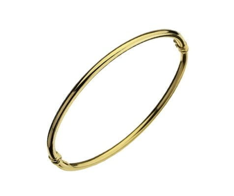 Curteis 9 Carat Yellow Gold Slim Plain Hollow Hinged Bangle