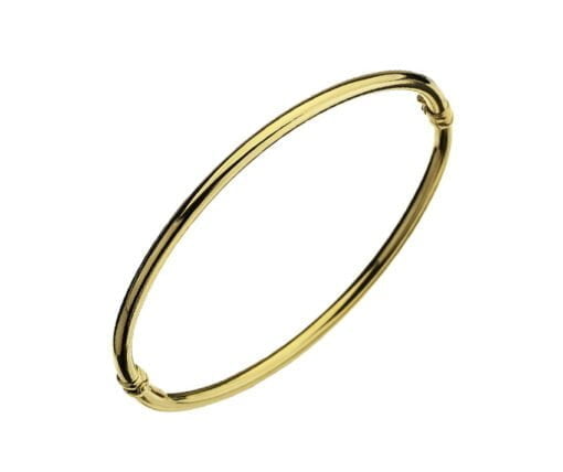 Curteis 9 Carat Yellow Gold Slim Plain Hollow Hinged Bangle