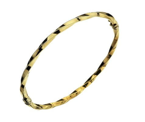Curteis 9 Carat Yellow Gold Twisted Hollow Hinged Bangle