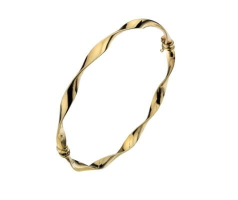 Curteis 9 Carat Yellow Gold Twisted Hinged Bangle