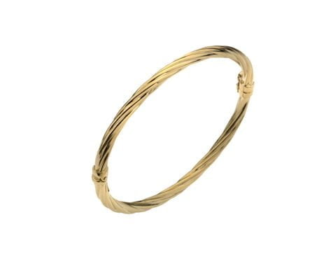 Curteis 9 Carat Yellow Gold Rope Effect Twisted Hinged Bangle