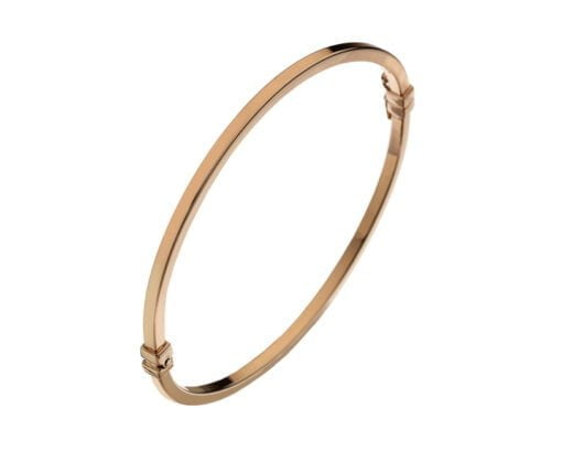 Curteis 9 Carat Red Gold Square Hollow Hinged Bangle