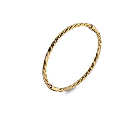 Curteis 9 Carat Yellow Gold Hinged Solid Wire Twisted Bangle