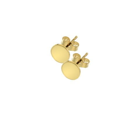 Curteis 9 Carat Yellow Gold Flat Disc Stud Earrings