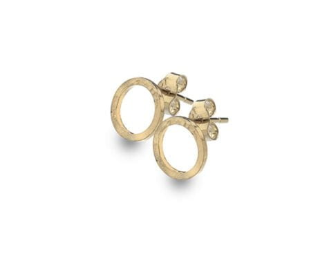 Curteis 9 Carat Gold Hammered Circular Stud Earrings