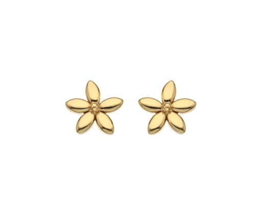 Curteis 9 Carat Gold Polished 5 Petal Flower Stud Earrings