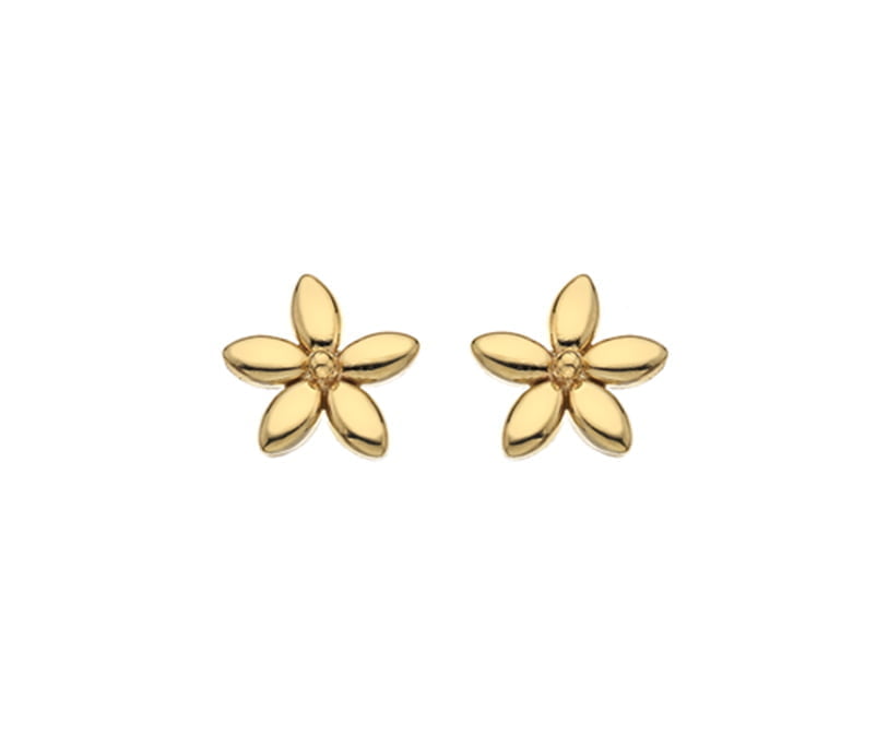 Flower shape gold earrings discount
