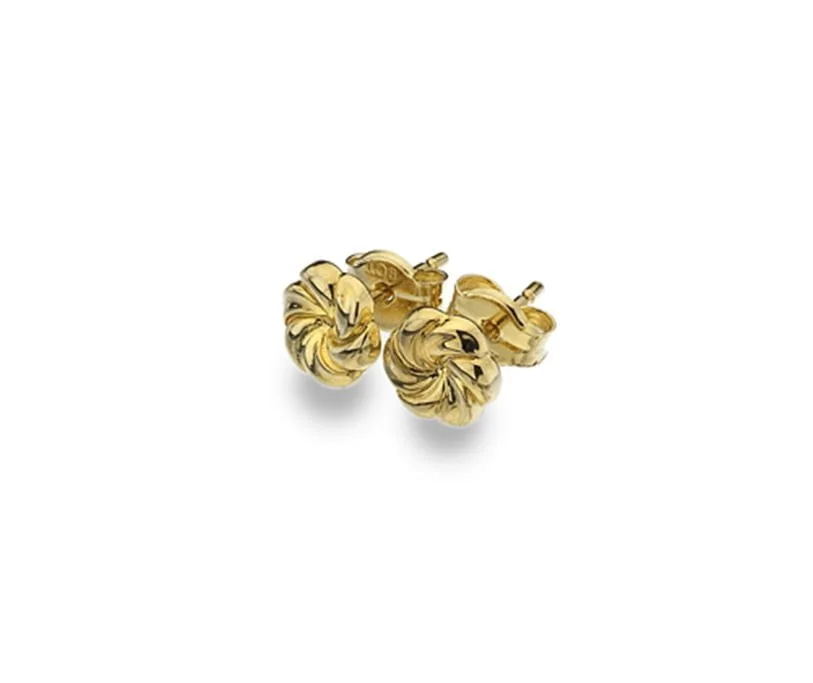 Curteis 9 Carat Gold Floral Swirl Stud Earrings