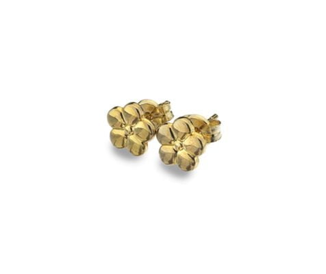 Curteis 9 Carat Gold Simple Flower Stud Earrings