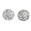 Curteis Silver Floral Etched Disc Stud Earrings