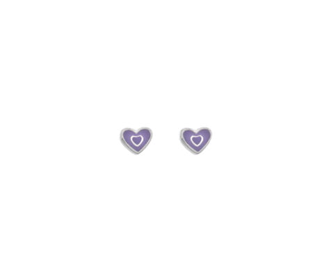 Sterling Silver Children’s Purple Enamel Heart Stud Earrings