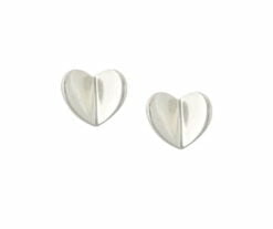 Silver Designer Flutter Heart Stud Earrings