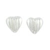 Silver Small Etched Pattern Heart Stud Earrings