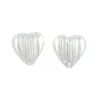 Silver Small Etched Pattern Heart Stud Earrings
