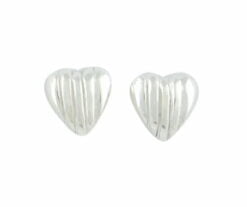 Silver Small Etched Pattern Heart Stud Earrings