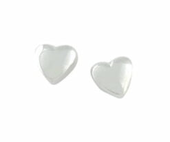 Curteis Silver Polished Heart Stud Earrings