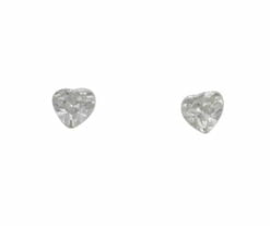 Silver and Cubic Zirconia Heart Stud Earrings