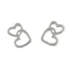 Sterling Silver Double Heart Stud Earrings