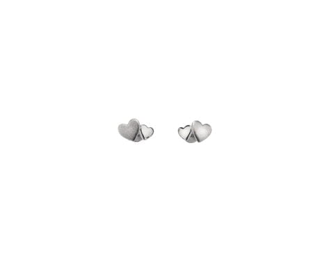 Sterling Silver Designer Double Heart Stud Earrings