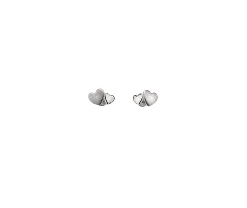 Sterling Silver Designer Double Heart Stud Earrings