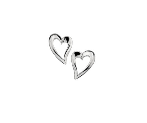 Sterling Silver Designer Polished Heart Stud Earrings