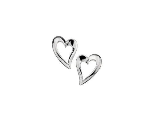 Sterling Silver Designer Polished Heart Stud Earrings
