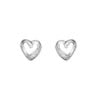 Sterling Silver and Cubic Zirconia Classic Set Heart Stud Earrings