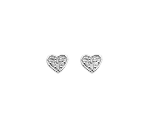 Sterling Silver and Cubic Zirconia Set Heart Stud Earrings