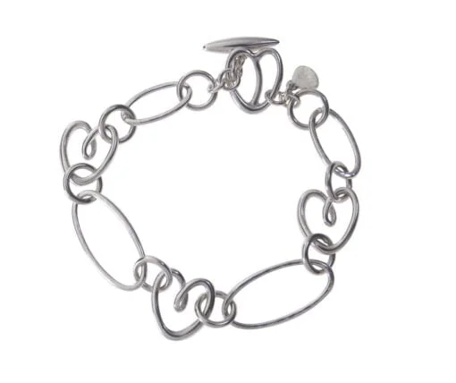Sterling Silver Echo Heart Bracelet with Toggle