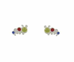Sterling Silver Multi Coloured Caterpillar Stud Earrings