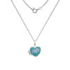 Sterling Silver Children's Blue and Red Enamel Heart Locket on 14 Inch Chain