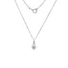 Sterling Silver Heart with Pink Cubic Zirconia Heart Children's Necklace