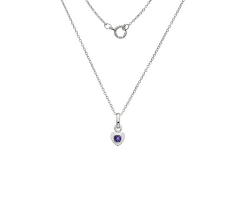 Sterling Silver Heart with Amethyst Heart Children's Necklace