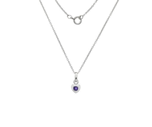 Sterling Silver Heart with Amethyst Heart Children's Necklace