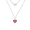 Sterling Silver Children's Dark Pink Enamel Heart Necklace