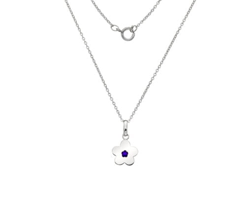 Curteis Sterling Silver Children’s Purple Enamel Flower Necklace