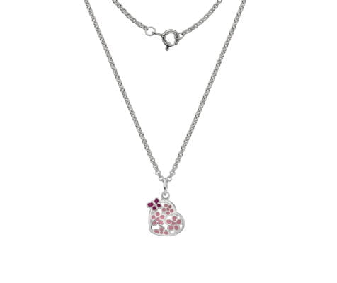 Sterling Silver Heart with Butterfly Children's Necklace