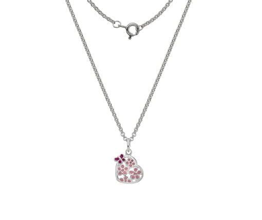 Sterling Silver Heart with Butterfly Children's Necklace