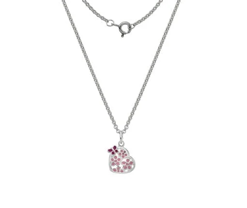 Sterling Silver Heart with Butterfly Children's Necklace
