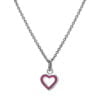 Curteis Sterling Silver Children’s Hollow Pink Enamel Heart Necklace